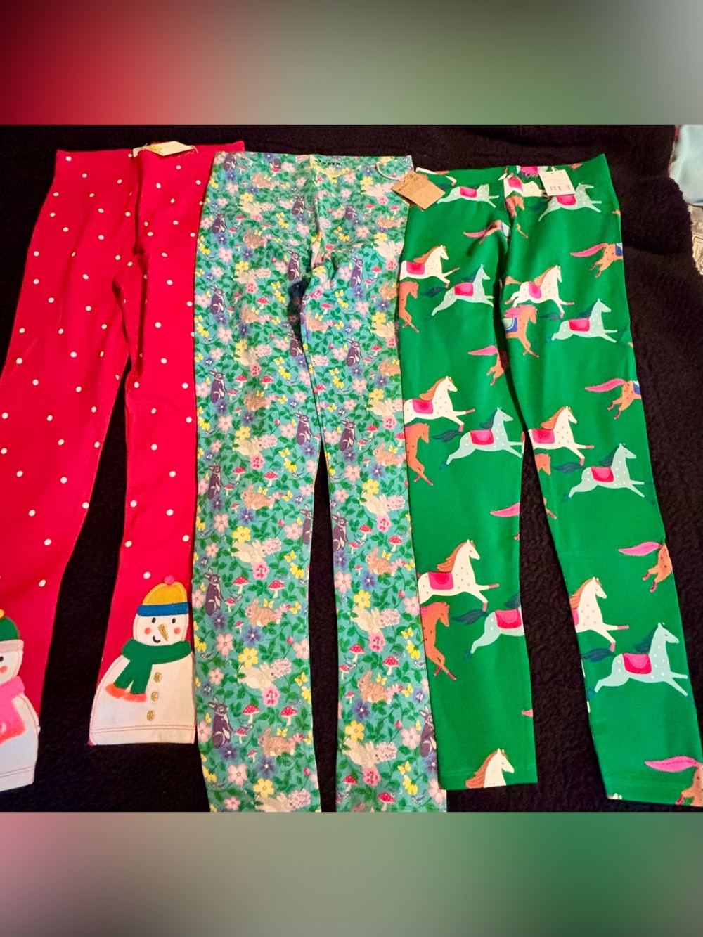 3 NWT Mini Boden Leggings - Green / Red / Multi